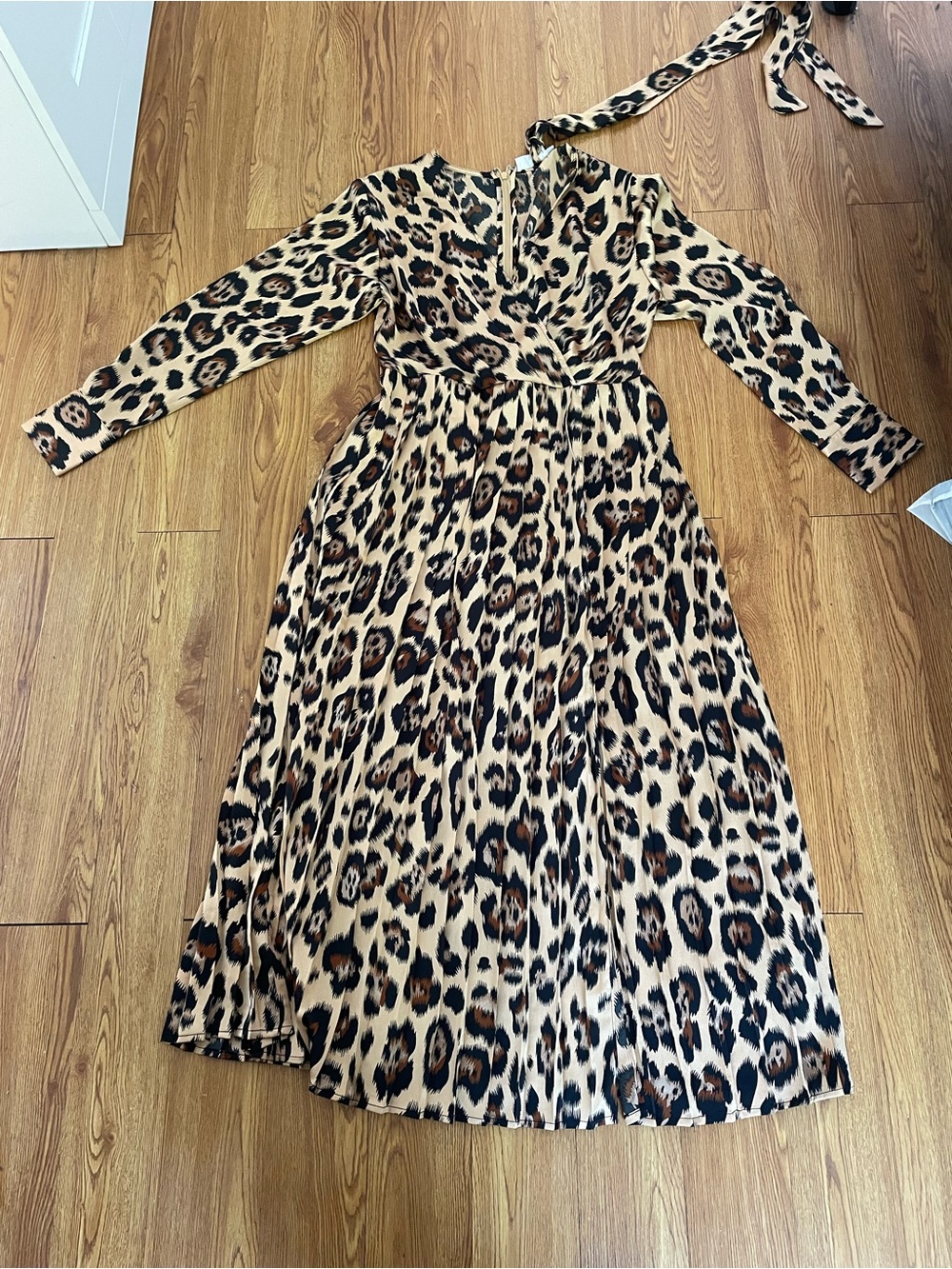 Leopard-Print Wrap Maxi Dress in Brown - Picture 3 of 10